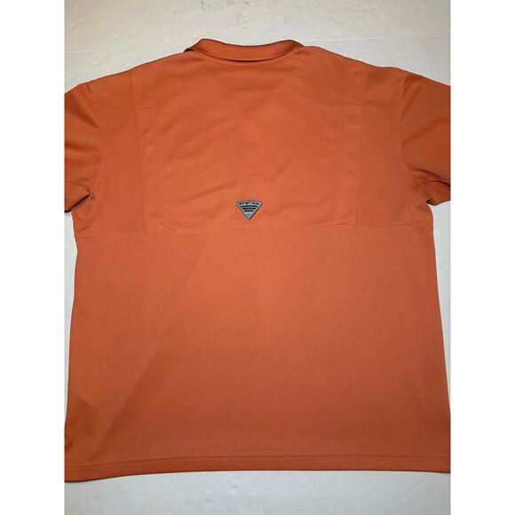 Columbia PFG Polo Shirt Mens L Omni Shade Orange Vented Fishing - Picture 6 of 8